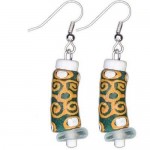 Recycled Glass Adinkra-Strength Earrings in Green - Global Mamas