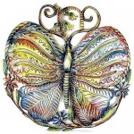 24-Inch Painted Butterfly and Gecko Metal Wall Art - Croix des Bouquets