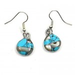 Turquoise and Abalone Slices Alpaca Silver Earrings - Artisana
