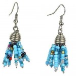 Blue Maasai Beaded Spike Earrings - Zakali Creations