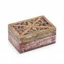 Antiqued Metal and Wood Red Bloom Box - 6 by 4 inch - Matr Boomie (B)