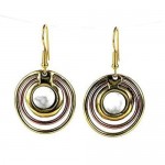 Concentric Howlite Brass and Copper Earrings - Brass Images (E)