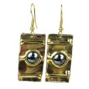 Between the Lines Hematite and Brass Earrings - Brass Images (E)