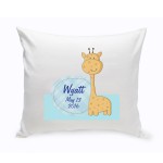 Baby Nursery Throw Pillow - Baby Boy Giraffe