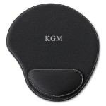 Black Faux Leather Personalized Mouse Pad - 3 initials