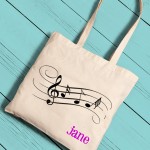 Music Notes Girl Canvas Tote