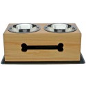 Wooden Bone Elevated Dog Bowls - Medium