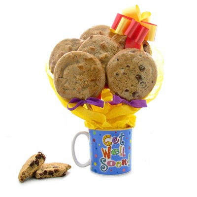 Get Well Cookie Bouquet Mug - 6 or 12 Gourmet Cookies