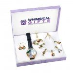 Summer Fun in the Sun Gold 4-piece Watch-Bracelet-Necklace-Earrings Jewelry Set